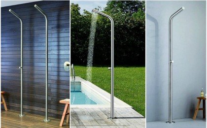 Aquatica Outdoor Showers with one water stopcock progressive mixing valve mixing valve (web)
